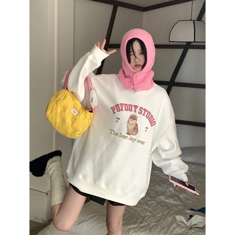 NRVP Áo Hoodie Nữ Tay Dài Dáng Rộng Thời Trang Phong Cách Hàn Quốc