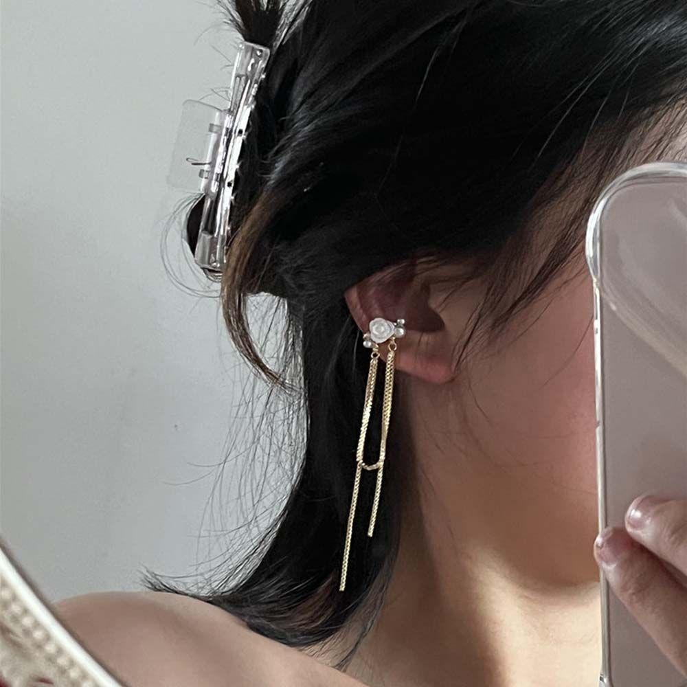 Khuyên Tai Dạng Kẹp Hình Hoa Dây Xích Thanh Lịch Hợp Thời Trang Cho Nữ