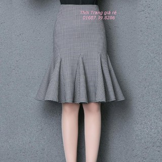 CHÂN VÁY ĐUÔI CÁ CARO SANG CHẢNH