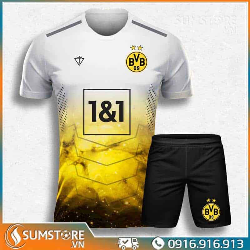 Áo Bóng Đá Độc Lạ CLB Dort-Mund Trắng Galaxy - Đồ Đá Banh Thể Thao Nam Nữ Mẫu Mới Nhất