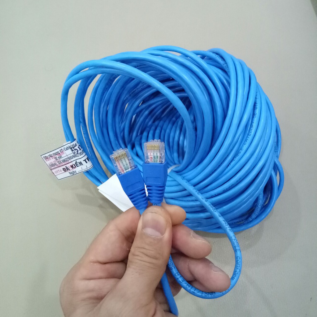 Dây cáp mạng LAN HT-CAT5E UTP - Đã có 2 đầu (10Mét đến 30Mét - Mới 100%)