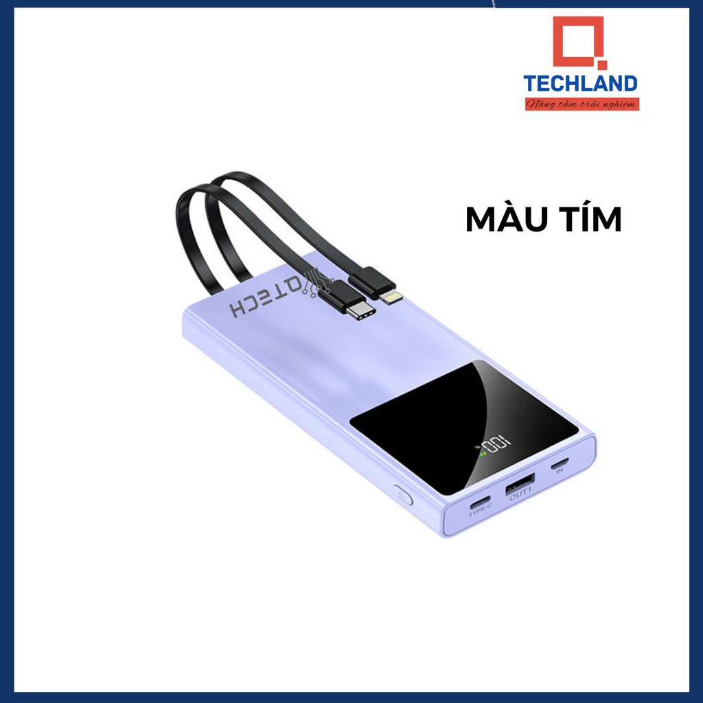 Sạc dự phòng SIÊU nhanh 66W, Sạc nhanh PD20W,  10000mAh màn LED, MÀU TÍM, kèm cáp 2in1,sạc nhiều thiết bị