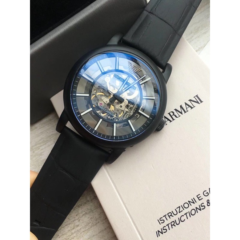 ĐỒNG HỒ NAM ARMANI AUTOMATIC , DÂY DA, HỞ MẶT , SIZE 43MM , FULLBOX HÃNG