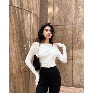 Áo lệch vai tay dài [𝑯𝑶𝑻 𝑰𝑻𝑬𝑴] MIE CROPTOP