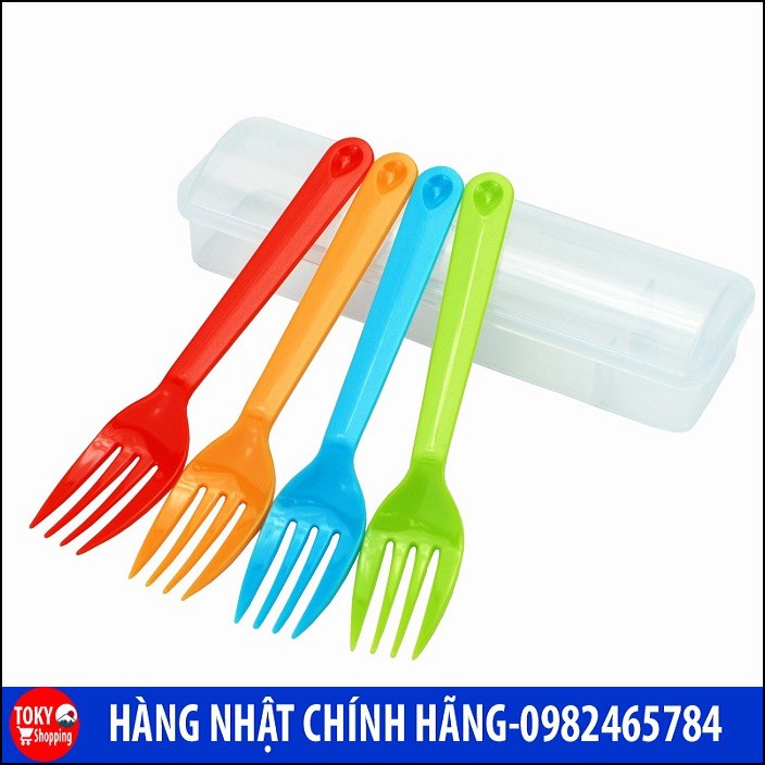 Set 4 dĩa nhựa màu sắc kèm hộp inomata Hàng Nhật Nội Địa