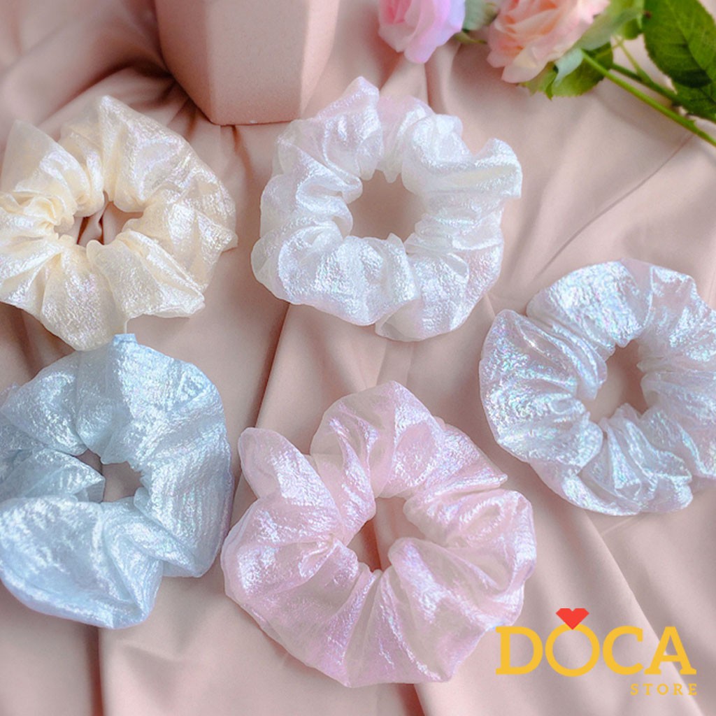 Dây buộc tóc vải Scrunchies Phản chiếu 7 màu CT42