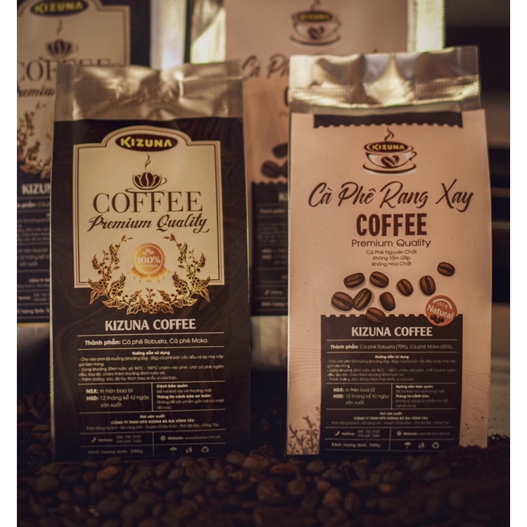 Cà phê rang xay nguyên chất 100% - Cà phê Robusta, Moka 500gr/gói