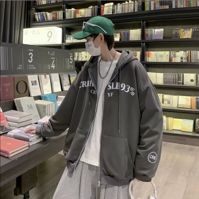 Áo Khoác hoodied Thể Thao Màu Sắc Đơn Giản Phong Cách from rộng áo hoodie dây kéo phong cách Hàn Quốc áo khoác bóng chày nam