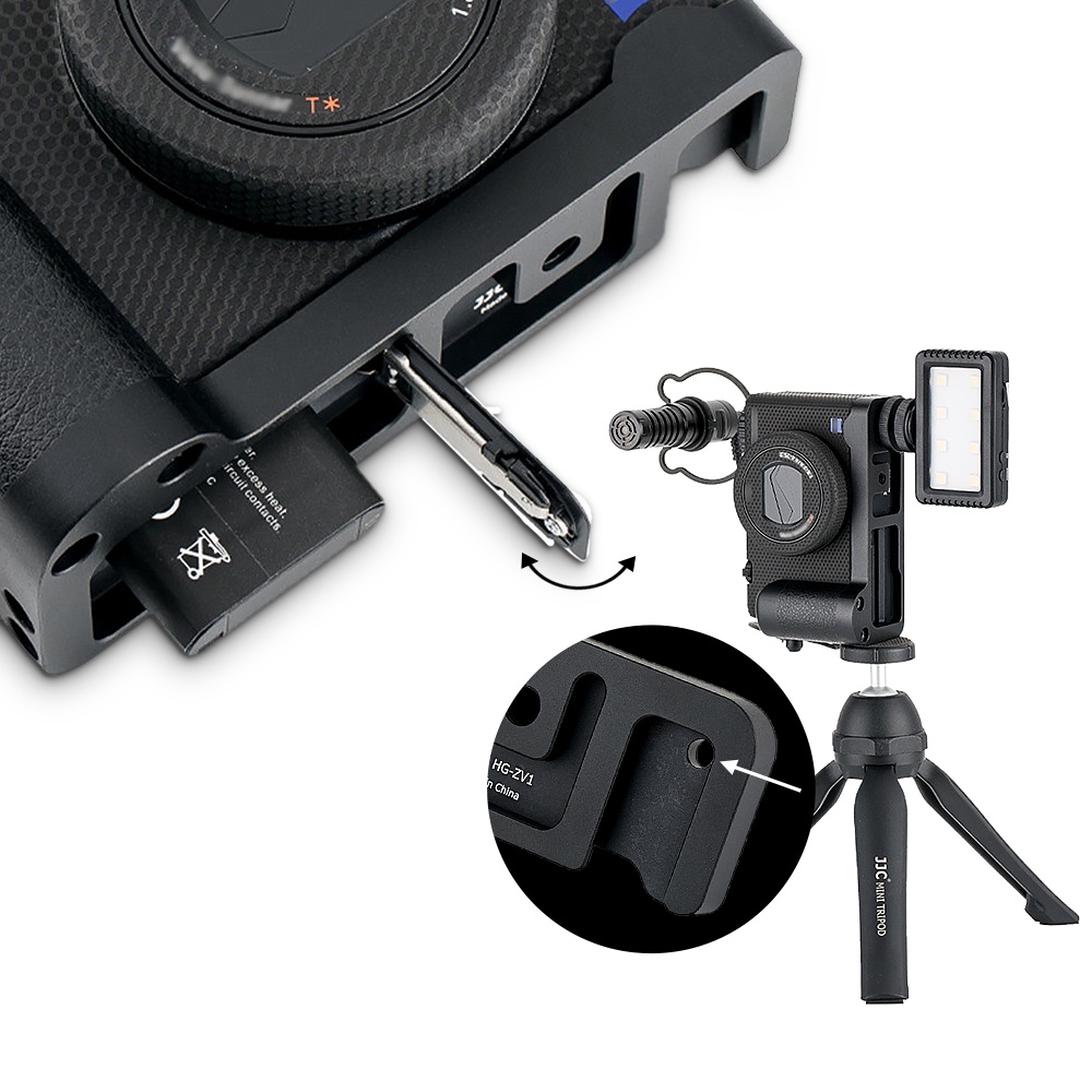 Tay cầm JJC HG-ZV1 bằng nhôm kim loại hình chữ L chống trượt với ​​lỗ ren chân máy 1/4"-20 cho máy ảnh Sony ZV-1 ZV1