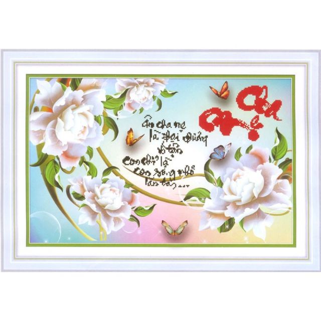 Bộ tranh đính đá chữ cha mẹ - hàng chính hãng - df270