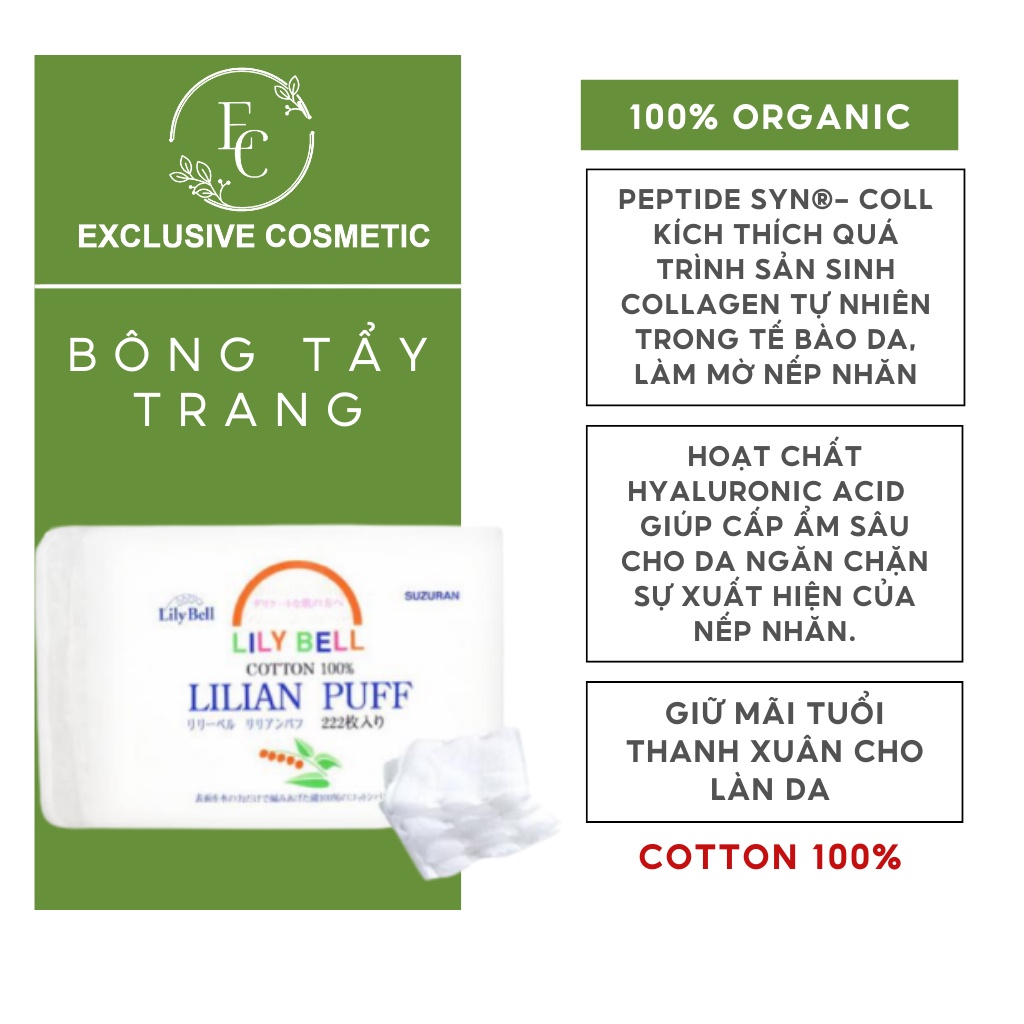 Bông Tẩy Trang Cotton Lily Bell Lilian Puff Cotton (222 miếng)