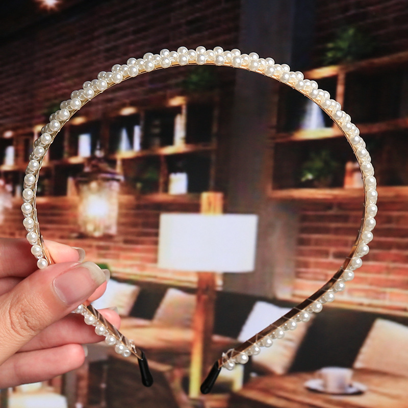 Băng đô cài tóc đính ngọc trai nhỏ phong cách Hàn Quốc