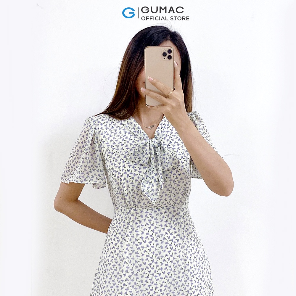 [Mã WABRGUM giảm 10% tối đa 30K đơn 99K] Đầm họa tiết buộc nơ thời trang GUMAC DC05044 | BigBuy360 - bigbuy360.vn