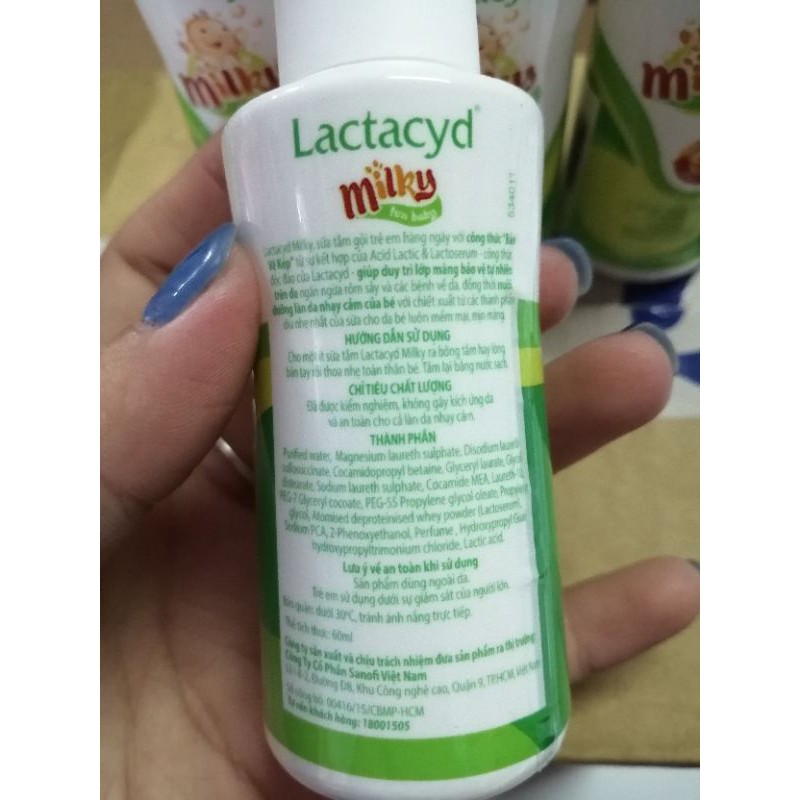 (60ml) Sữa tắm gội Lactacyd Milky cho bé