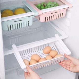 Khay đựng đồ cài tủ lạnh rút gấp gọn Rổ nhựa to để rau củ quả ráo nước