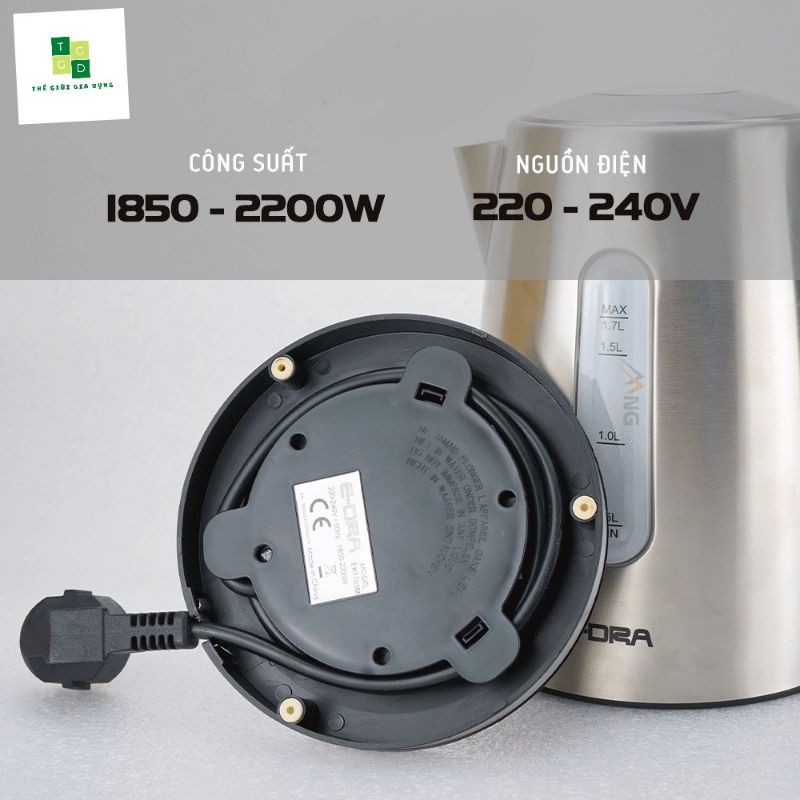 [Bảo hành 1 năm]Ấm siêu tốc inox SUS 304 an toàn với sức khỏe