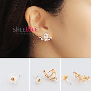 Bông tai nữ hoa mai viền hoa nhí lấp lánh mới lạ thời trang Khuyên tai Hàn Quốc HKE-JY5381