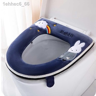 [Hàng có sẵn/Ảnh thật]☸Mùa đông chống thấm nước nhà vệ sinh bốn phổ quát nắp đậy bệ ngồi toilet đệm lưới màu đỏ dễ thươn