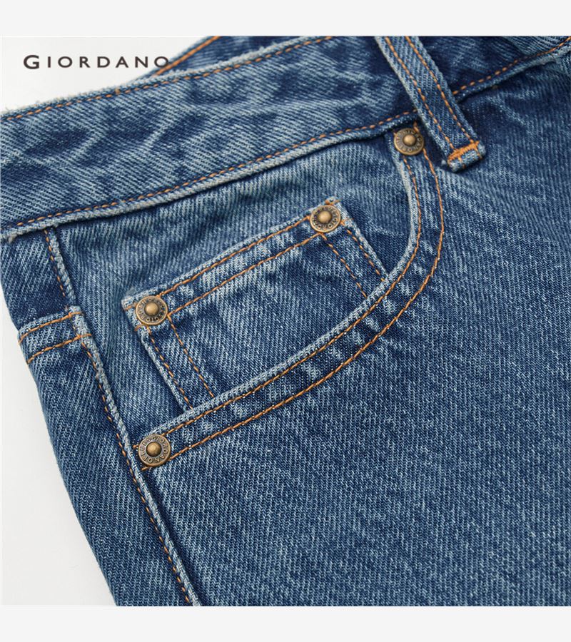 GIORDANO MEN Stone wash mid-rise tapered denim jeans 01111066