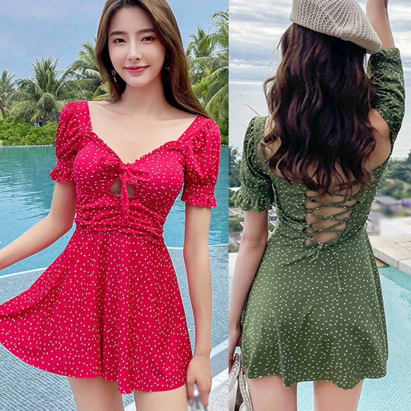 Bộ Đồ Bơi Tay Ngắn Che Phủ Bụng Vải Mỏng Thiết Kế Dễ Thương Cho Nữ | BigBuy360 - bigbuy360.vn