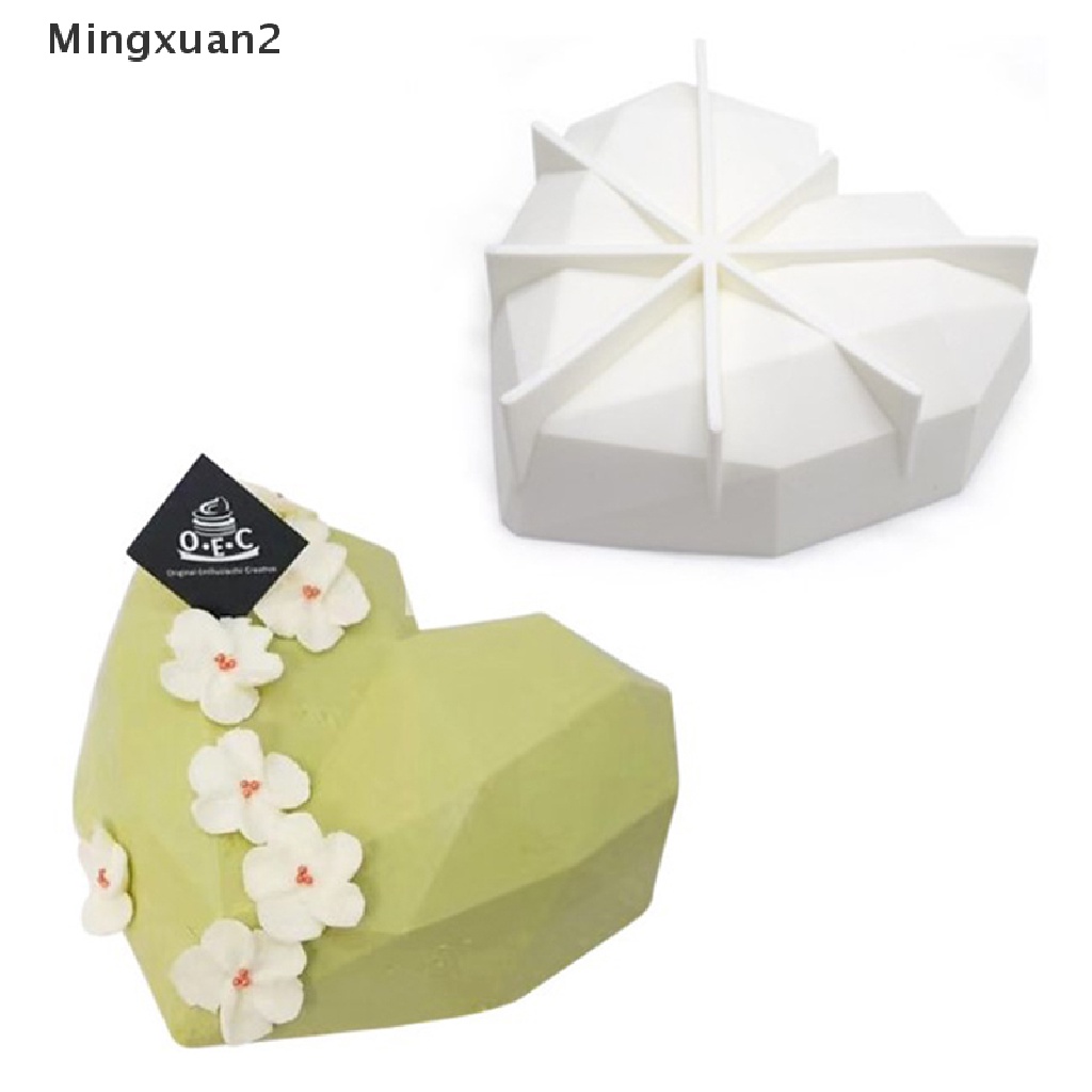 Khuôn Silicone Tạo Hình Làm Bánh Kẹo Hình Trái Tim Kim Cương 3D Mingxuan2