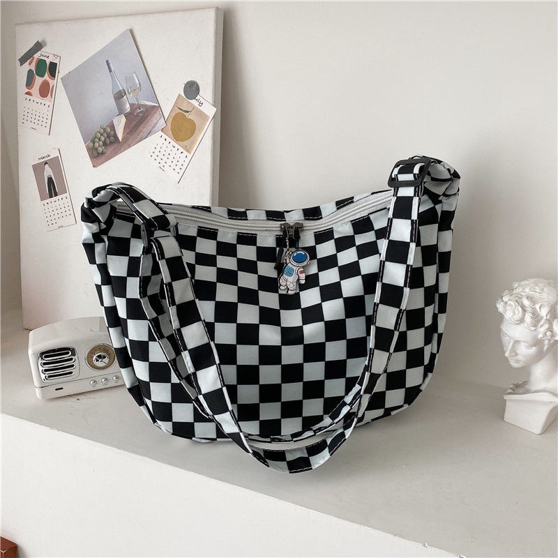 Túi Đeo Chéo Họa Tiết Sọc Caro Phong Cách Vintage Thời Trang Cho Nữ