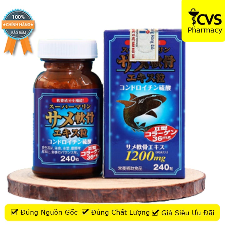 Super Marine Shark Cartilage Extract Tablets hỗ trợ tái tạo sụn khớp, giúp khớp vận động dễ dàng &amp; linh hoạt 240v , Cvs