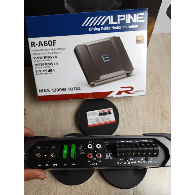 Amply ôtô Alpine R-A60F 4 Kênh chuẩn Hi Res Chính Hãng. Miễn phí Lắp Đặt