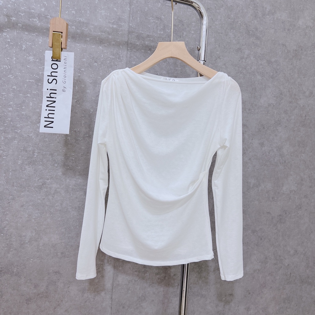 Áo thun lệch vai mềm dài tay, Áo kiểu dài tay dáng ôm AT0202 - NhiNhi Shop