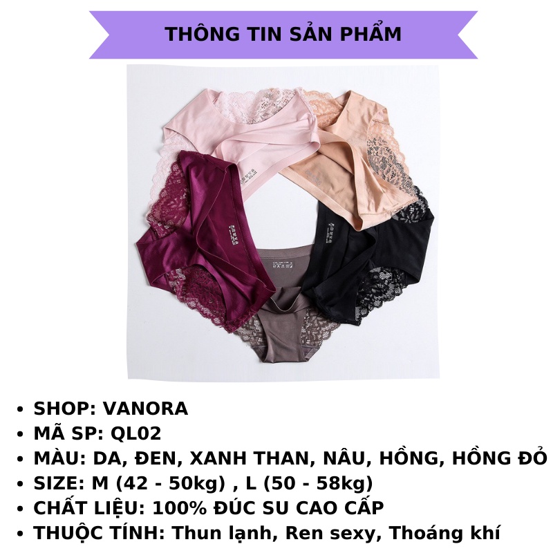 Quần lót đúc su nữ thun lạnh phối ren sexy thoáng khí QL02