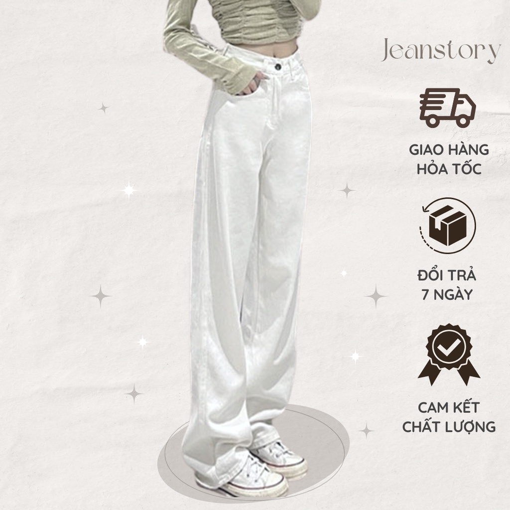 Quần Jeans Trắng Ống Suông