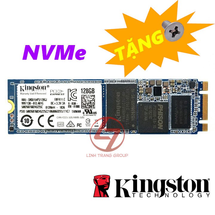 [Mã 229ELSALE hoàn 7% đơn 300K] Ổ cứng SSD M.2 PCIe NVMe Kingston 128GB RBU-SNS8154P3 - bảo hành 3 năm