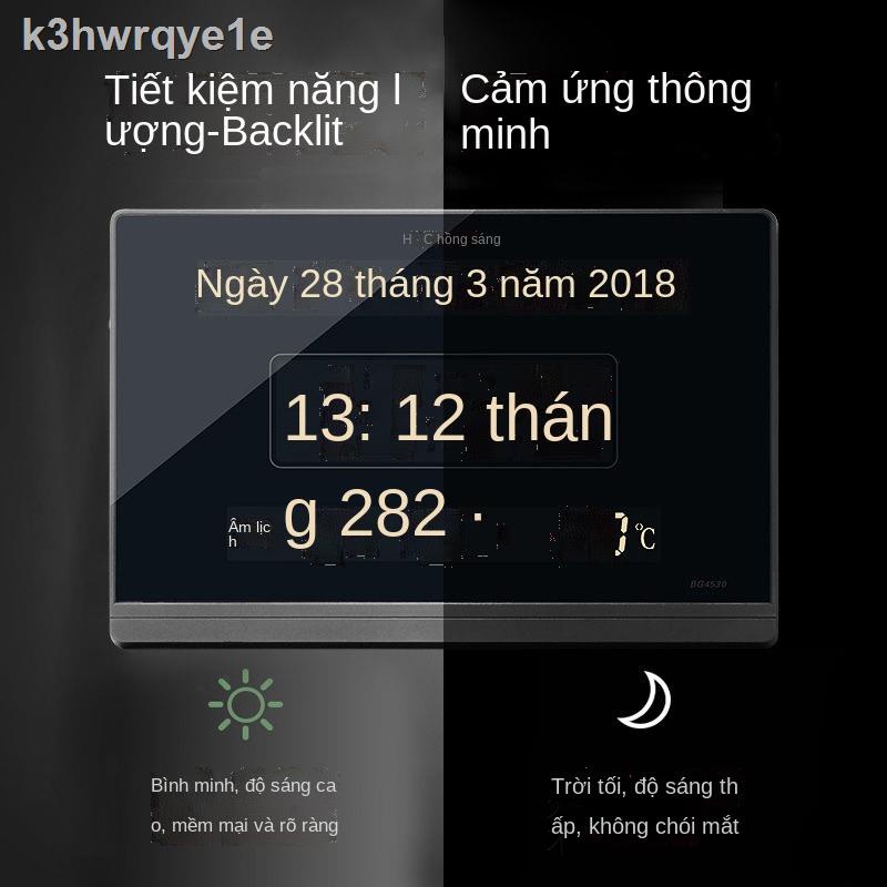 ♤Đồng hồ treo tường phòng khách đơn giản kỹ thuật số LED báo thức tắt tiếng thông minh nhà điện tử lịch