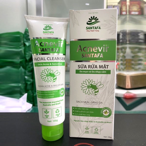 Sữa rửa mặt Acnevir Santafa Face wash gel (tuýp 100g) dành cho da mụn