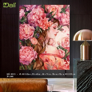 Tranh treo tường tự tô màu số hóa DALI Tranh Nàng thơ hoa hồng N010