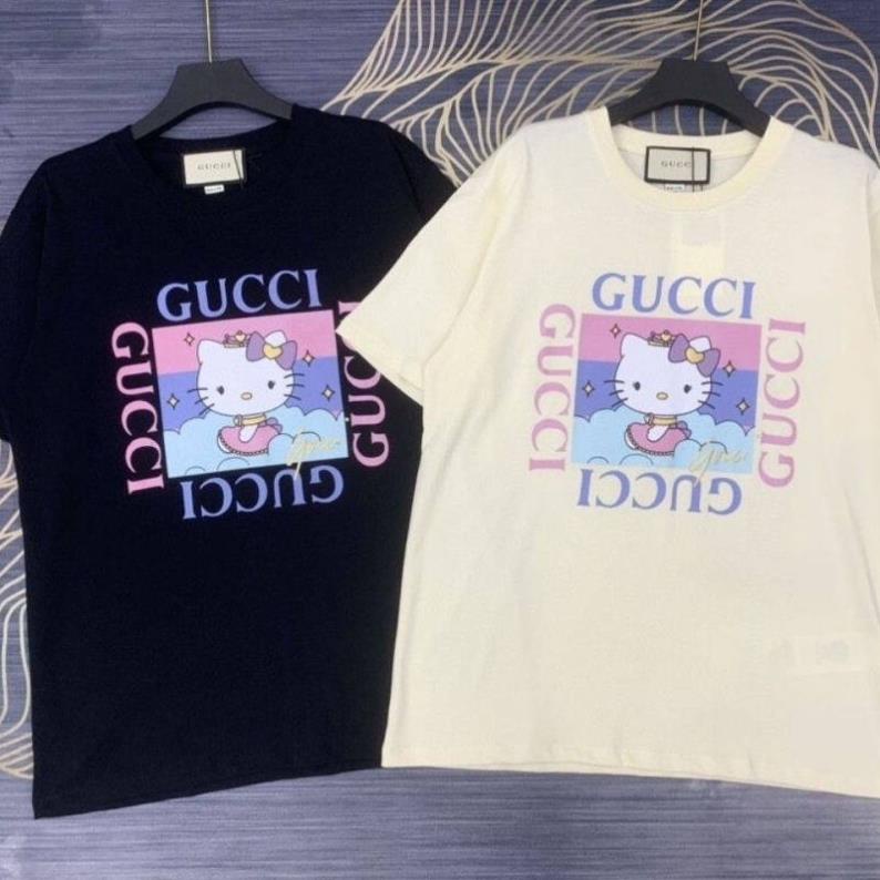 Áo Thun Tay Ngắn Cổ Tròn Chất Liệu Cotton In Nhãn Hiệu Gucci Thời Trang New