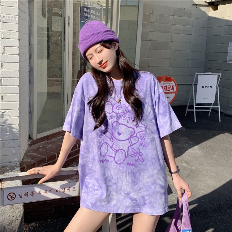 Áo Thun Cotton Tay Ngắn Màu Sắc Đơn Giản Cho Nữ