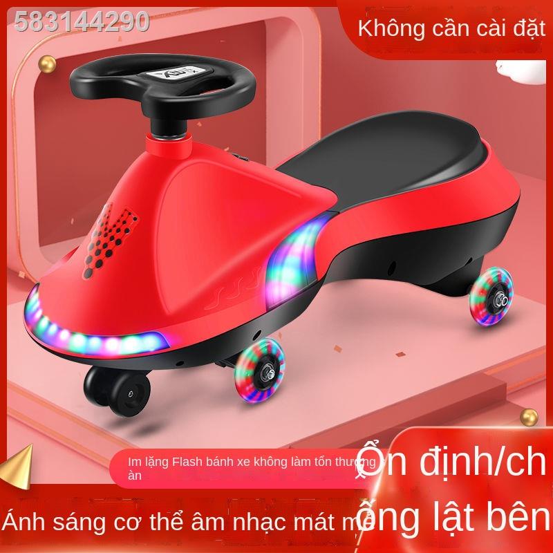 wwNhạc cho bé 1 ô tô, xe chống vặn trẻ em, yo, Niuniu mới, tập đi trơn trượt, bốn bánh, xích đu