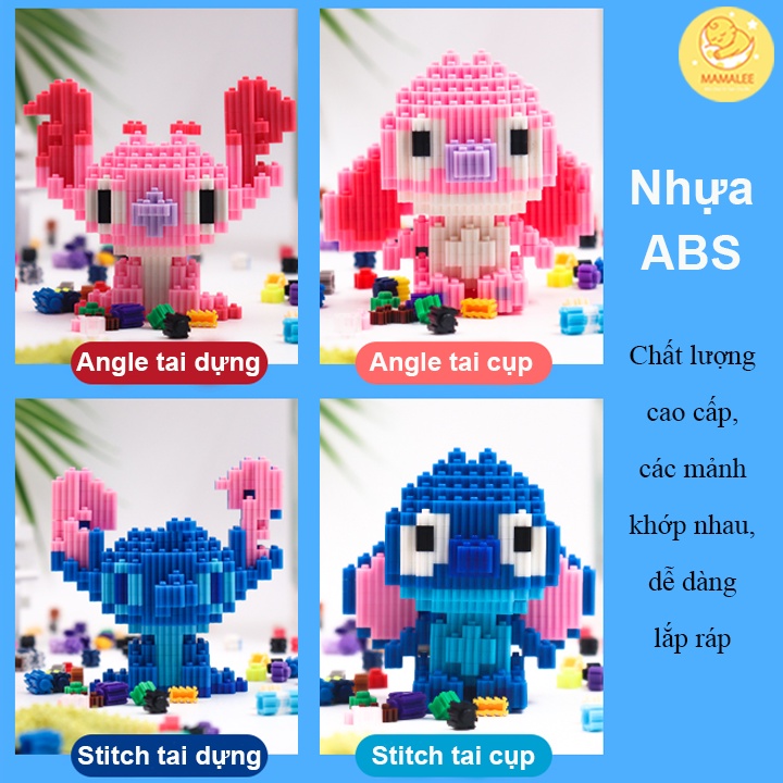 Lego 3D Stitch Size To 800 Mảnh - Đồ Chơi Lắp Ráp Mô Hình Nhân Vật Hoạt Hình Lilo &amp; Stitch