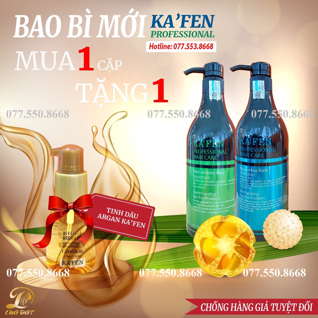 {TẶNG TINH DẦU} Dầu cặp KAFEN xanh CHÍNH HÃNG siêu mềm mượt 800ML-Giá sỉ salon tóc