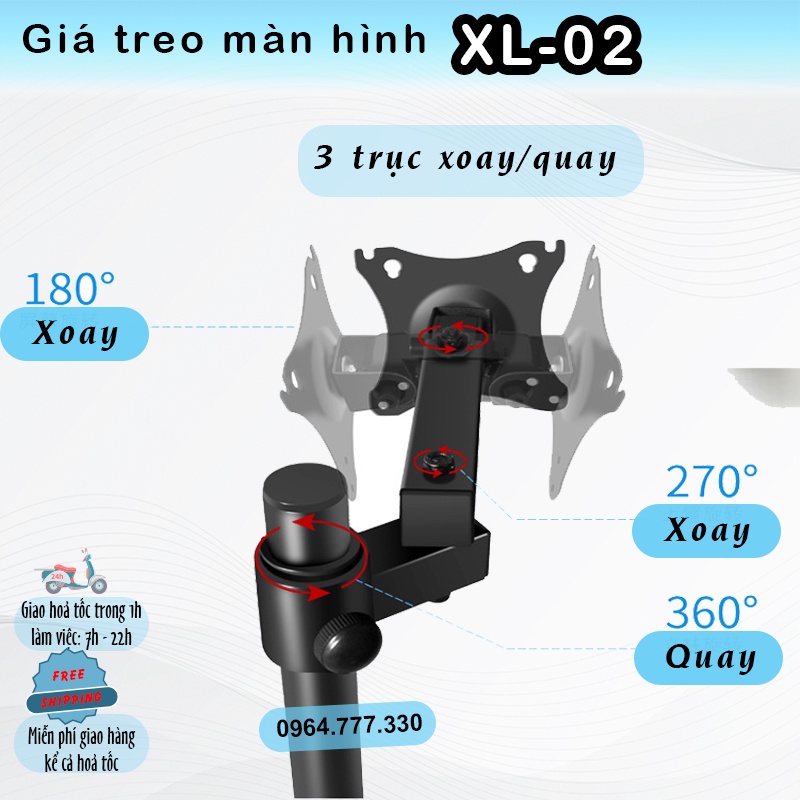 XL02 Giá Treo Màn Hình - Giá Đỡ Màn Hình/ Xoay 360 độ - [Màn hình 17-27 Inch] [Rẻ Hơn  F80] [Rẻ hơn hơn #XL03 #M051]