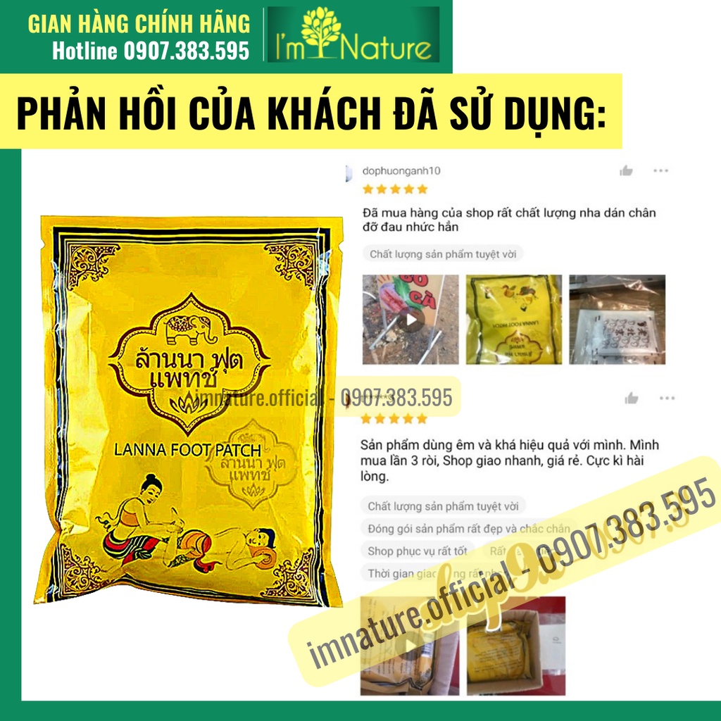 10 Miếng Dán Thải Độc Chân Thái Lan Lanna Foot Patch - Thải Độc Lòng Bàn Chân Giảm Nhức Mỏi Ngủ Ngon