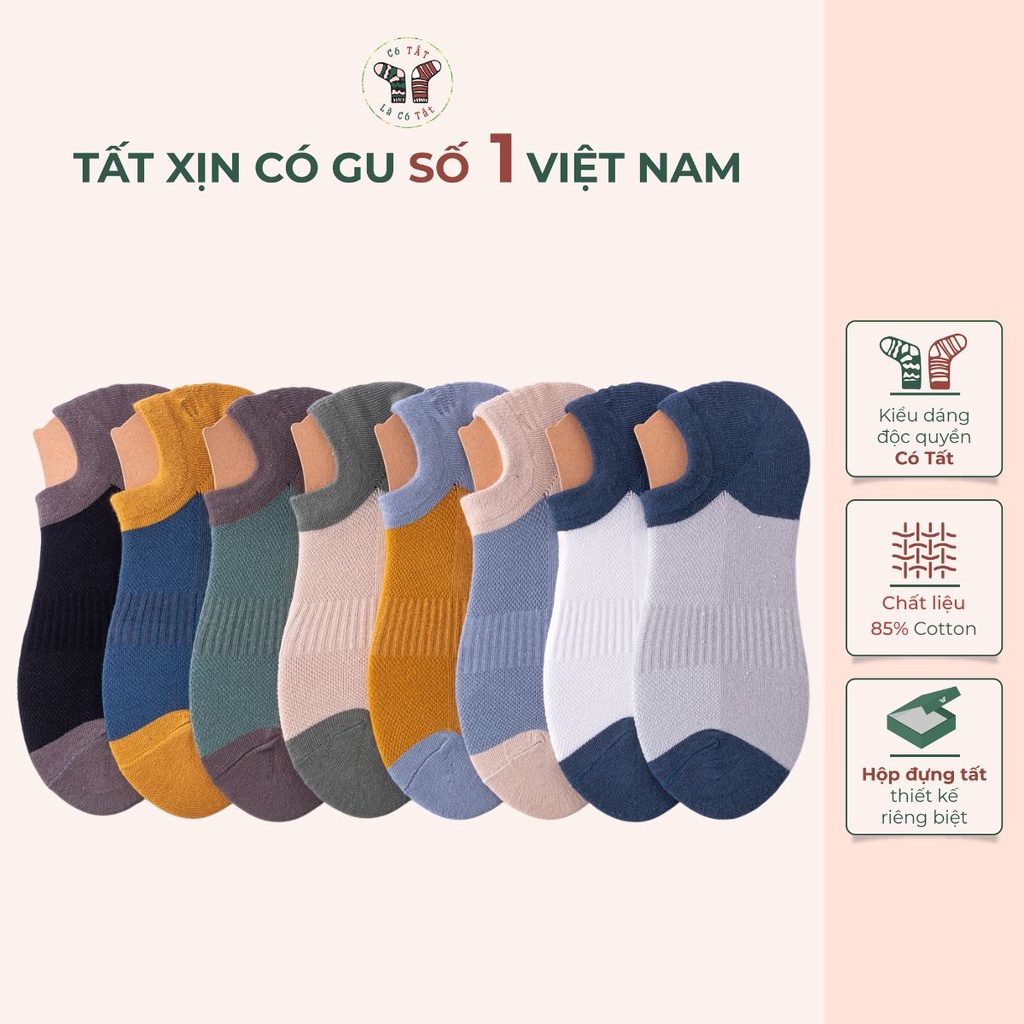 Tất Nam Cổ Ngắn Có Tất Là Có Tất chất cotton lưới siêu thoáng khí khử mùi 5 màu nam tính - CN2M