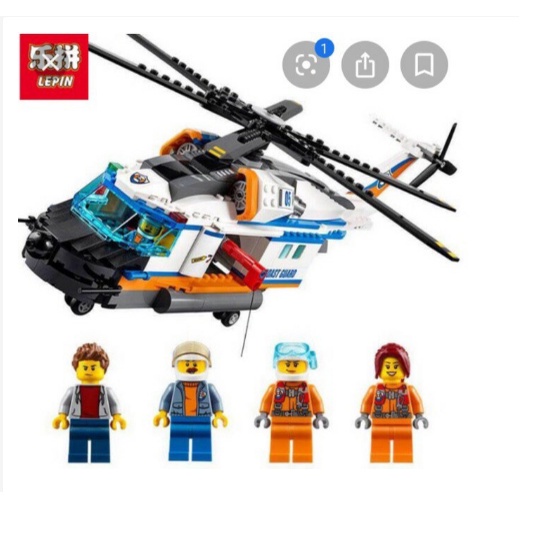 [Rẻ vô địch] Đồ chơi lego lắp ráp xếp hình City - máy bay trực thăng cứu hộ - Lep02068