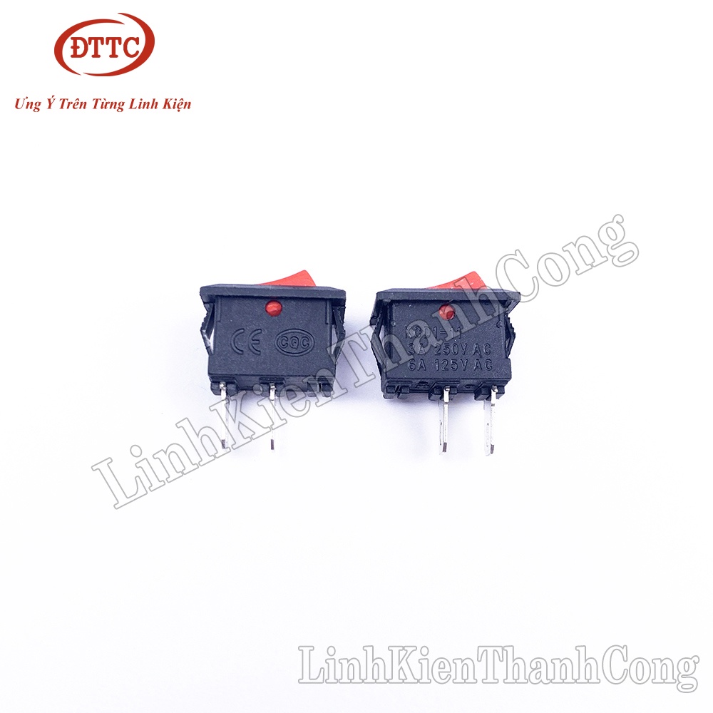 Công Tắc KCD11 2P 3A 250V 15x10mm Đỏ