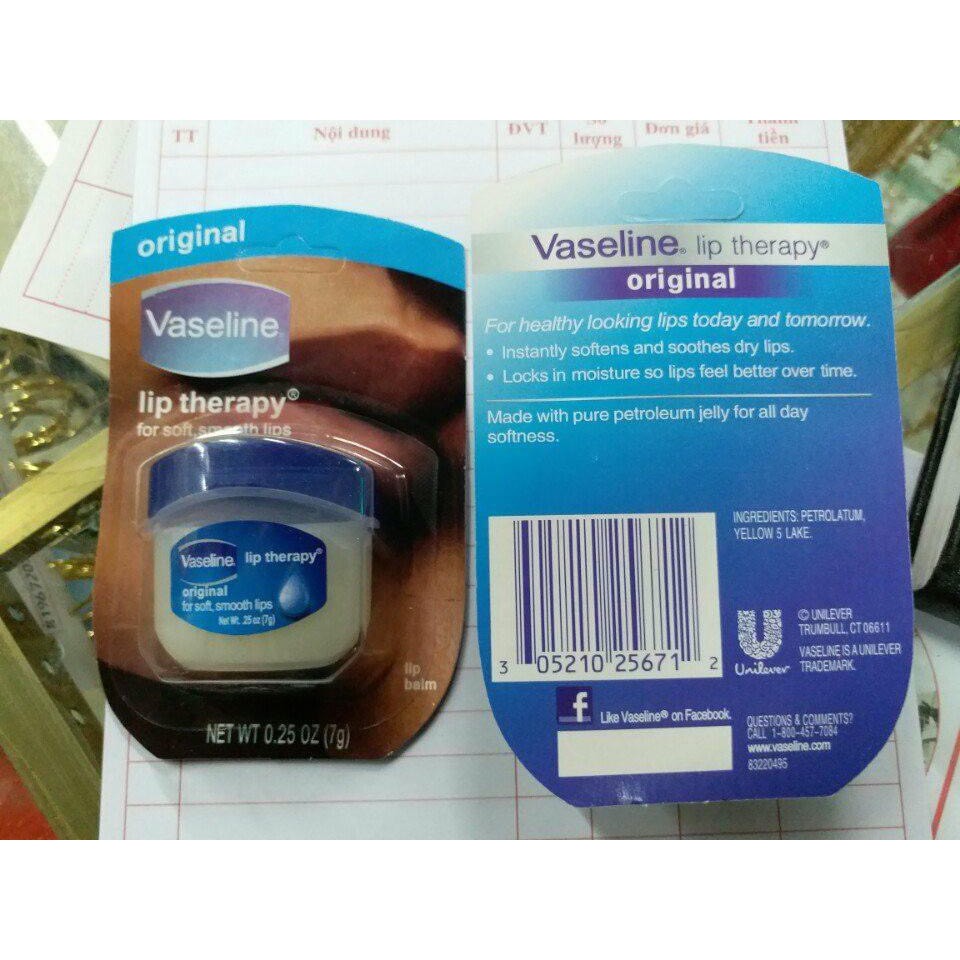  Sáp Dưỡng môi VASELINE 7g dạng hũ có màu và không màu