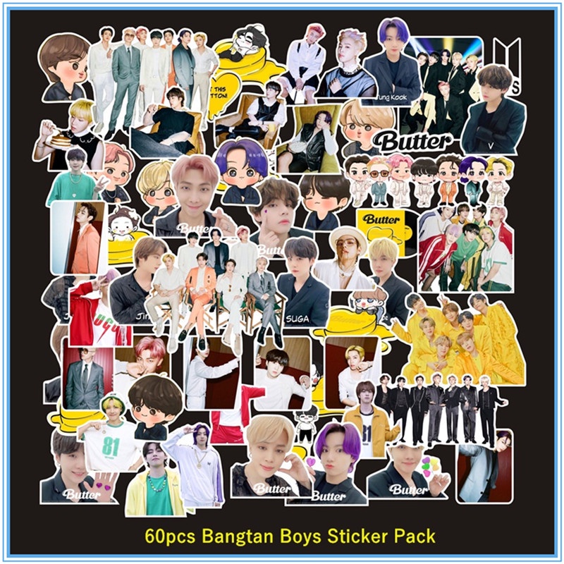 Set 60 Miếng Dán Trang Trí Hình Bt21 Bts Dễ Thương