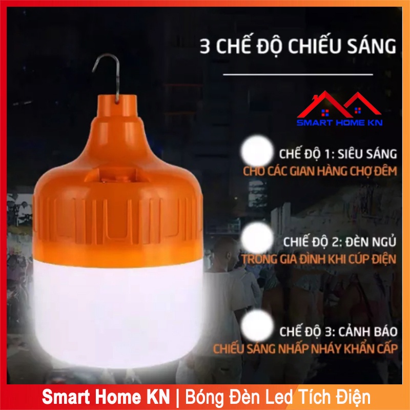 Bóng đèn tích điện 100W 150W sạc pin qua cổng usb ánh sáng Led sáng liên tục từ 6-8h chịu nắng mưa