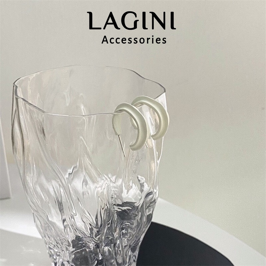 Bông tai khuyên tai 925 tròn nhựa trắng Lagini