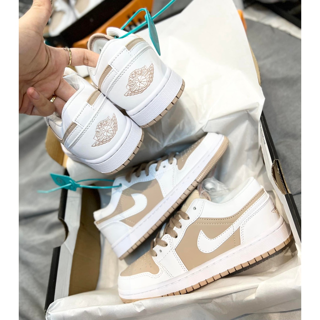 GIÀY SNEAKER JORDAN LOW KEM VÀNG NHẠT CAO CẤP FULL BOX